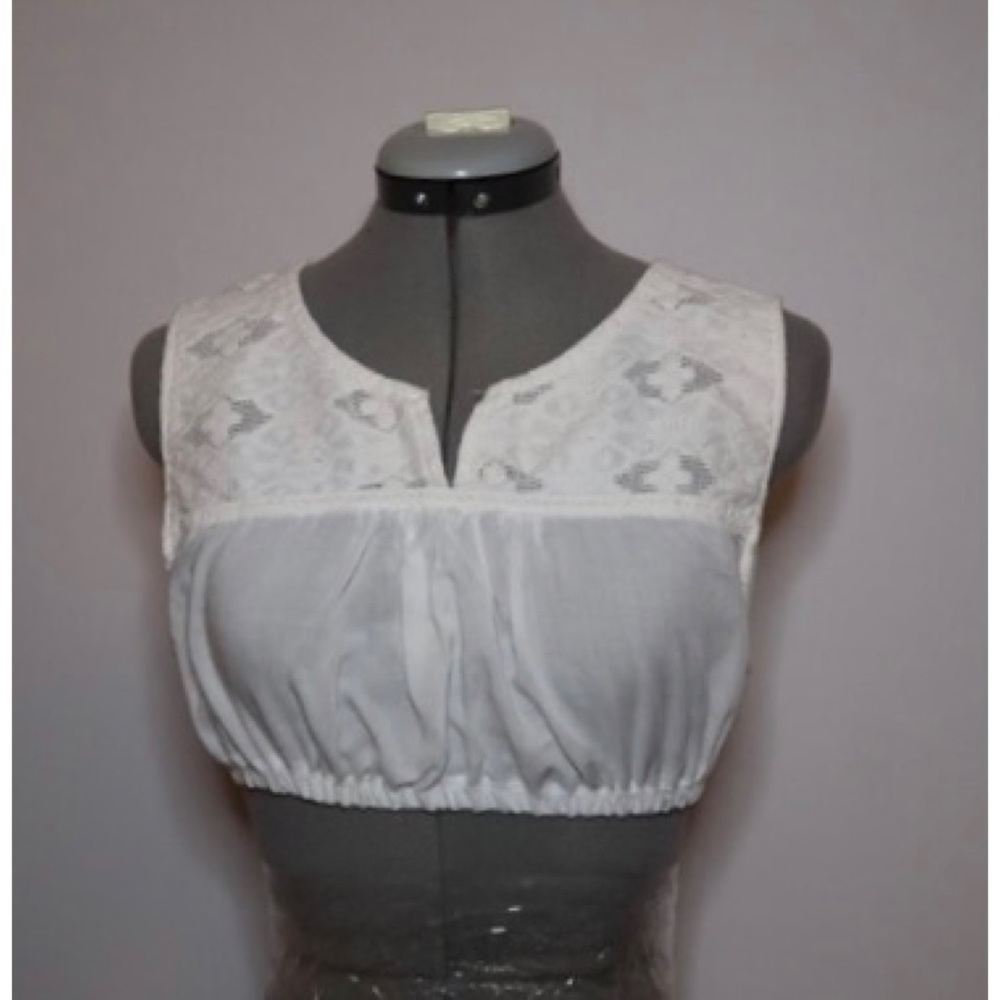 White Crop Top w/ Lace Detail